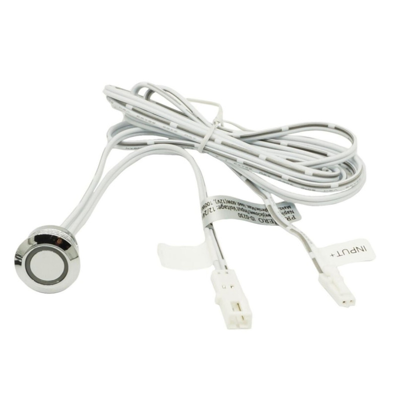 Bútorlapba süllyeszthető érintőkapcsoló és dimmer LED világítással 12/24V 60/100W króm