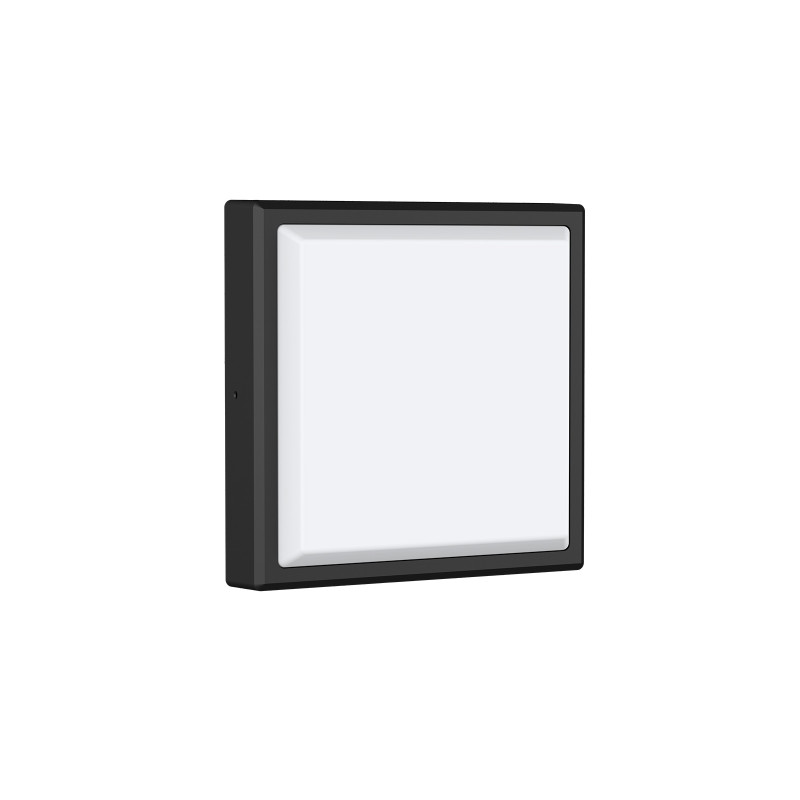 MALABO LED négyzet mennyezeti lámpa 15W 1650lm 4000K 120° IP65  25x25cm pórszórt fekete alumínium keret - HUGO LED