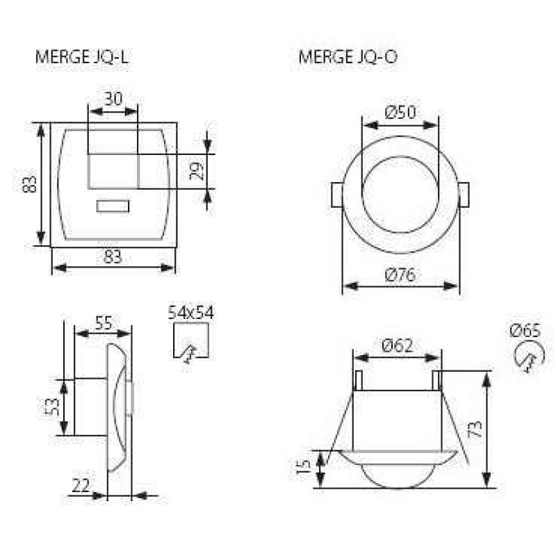 Merge mozgásérzékelő 360° 5 m, süllyeszthető, Kanlux
