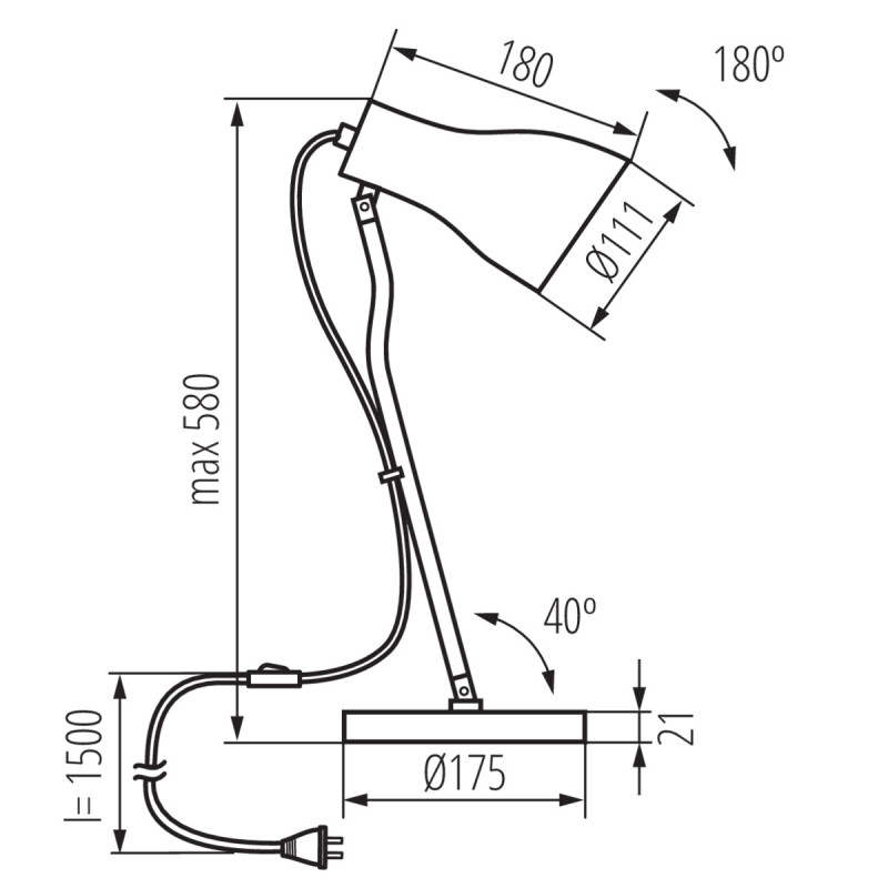 JUSI E27 aztali lámpa fekete