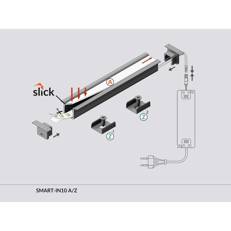 LED szalag profil süllyesztett eloxált alumínium SMART-IN10 - Topmet  