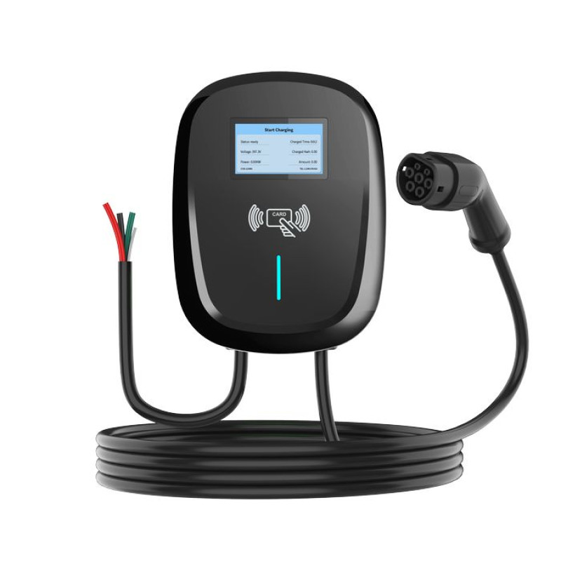 TOPSTAR elektromos autó fali töltő 3 fázisú 11kW (3x16A) LCD+WIFI+RFID 5 méter kábellel TYPE-2