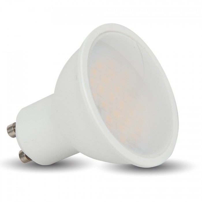 LED lámpa , égő , szpot , GU10 foglalat , matt üveg előlappal , 110° , 5 Watt , meleg fehér