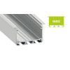 Alumínium profil LED szalaghoz , süllyeszthető , ezüst eloxált , széles , INSO , VÍZTISZTA fedővel
