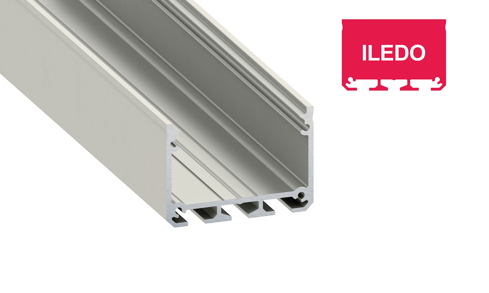 Alumínium profil LED szalaghoz , ezüst eloxált , széles , ILEDO , MATT fedővel
