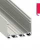 Alumínium profil LED szalaghoz , ezüst eloxált , széles , ILEDO , MATT fedővel