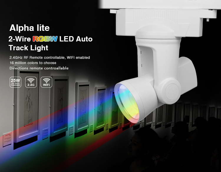 LED fényvető , sínes , track light , 25 Watt , RGBW , távirányítóval mozgatható és dimmelhető
