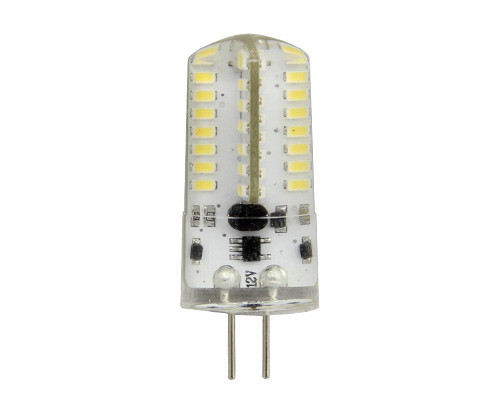 LED lámpa , 12V DC , kukorica , G4 foglalat , 3 Watt , 360° , szilikon bevonat , meleg fehér