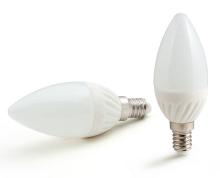 LED lámpa égő, E14 foglalat, gyertya forma, 4 watt, hideg fehér