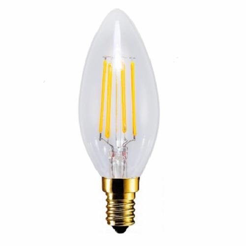 LED lámpa , égő , izzószálas hatás , gyertya , E14 foglalat , 4 Watt , 300° , meleg fehér