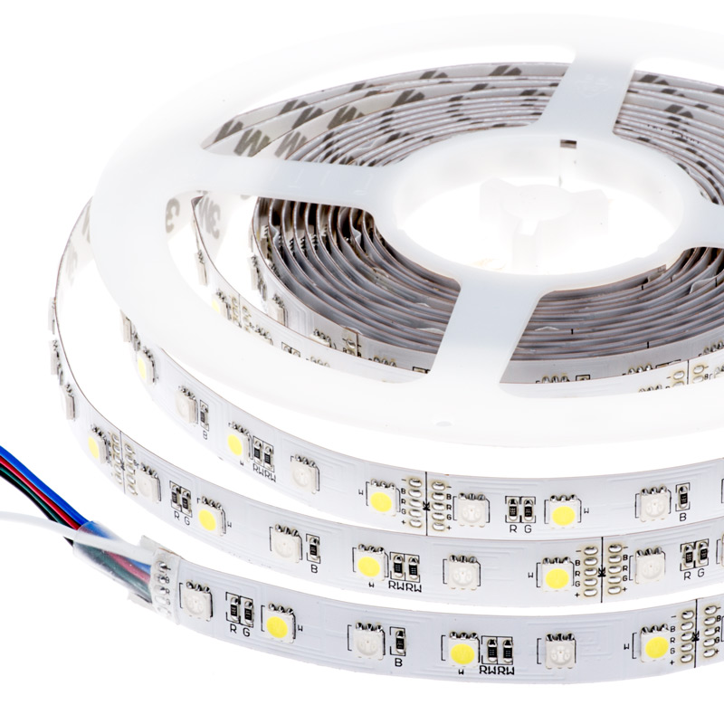 RGB+W Színes és Hideg fehér LED szalag 5050/60 LED/m 8W/m 12VDC IP20 - VTAC