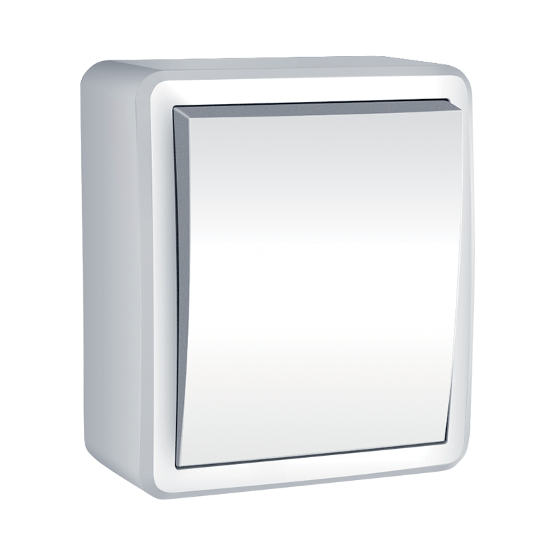 Falon kívüli IP44 védettségű 2 pólusú kapcsoló 1 nyomógombbal fehér