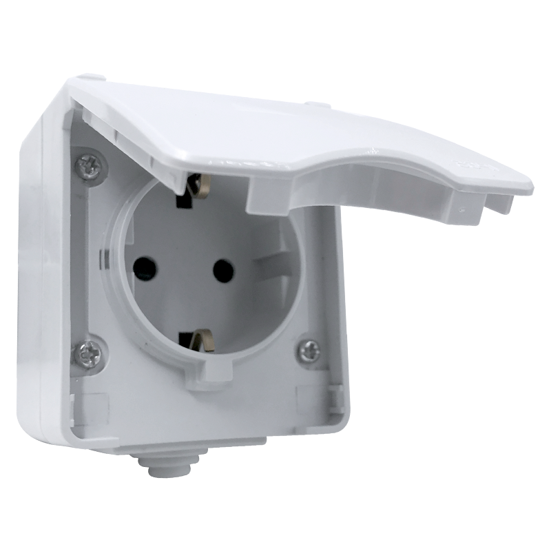 Falon kívüli IP65 védettségű dugalj csapófedéllel szűrke