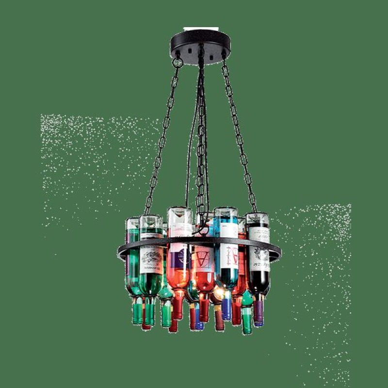 BOTTLES csillár színes üvegekkel 5xE27 foglalattal