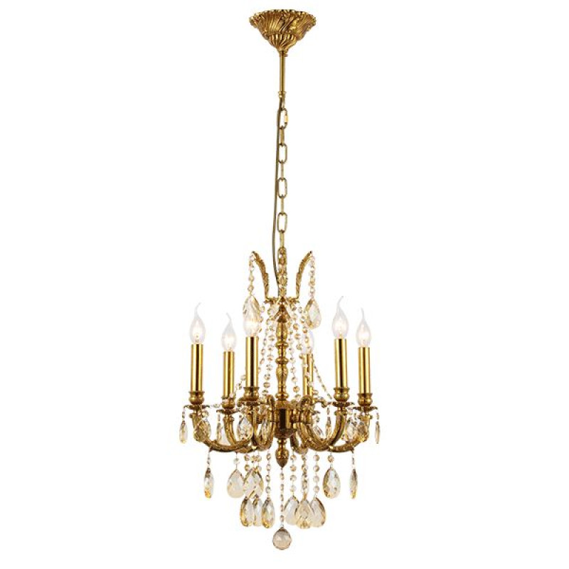 DARIAN Sárgaréz / Kristály csillár 6xE14 foglalattal D390mm