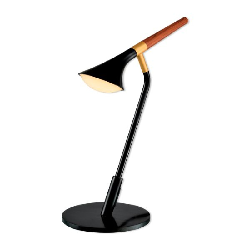 DUNCAN LED asztali lámpa 5W 3000K Meleg fehér Matt Fekete és Fa