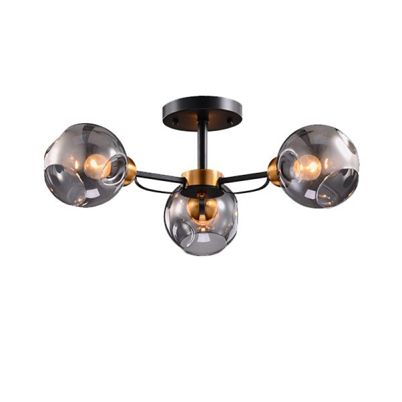 ELLARIA csillár szürke üveg búrákkal 3xE27 foglalat