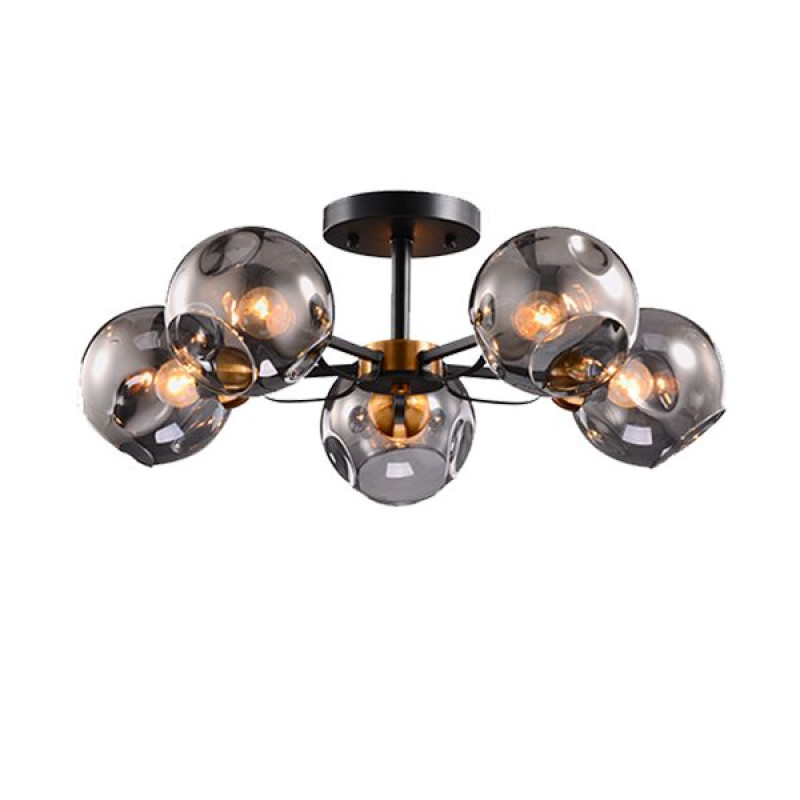 ELLARIA csillár szürke üveg búrákkal 5xE27 foglalat