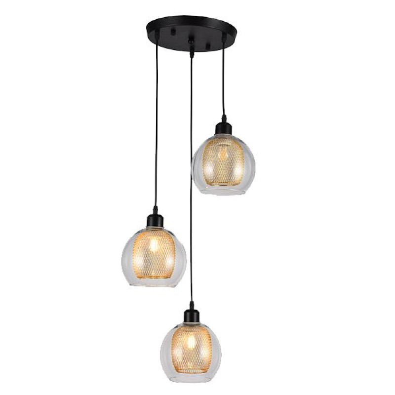 JADE függesztett lámpa 3xE27 foglalattal Fekete / Arany