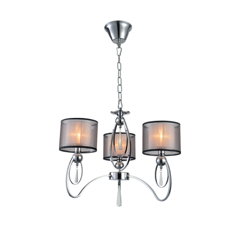 Elmark MERY 3 ágú csillár króm színű , áttetsző szövetbúrával- MERY lámpacsalád