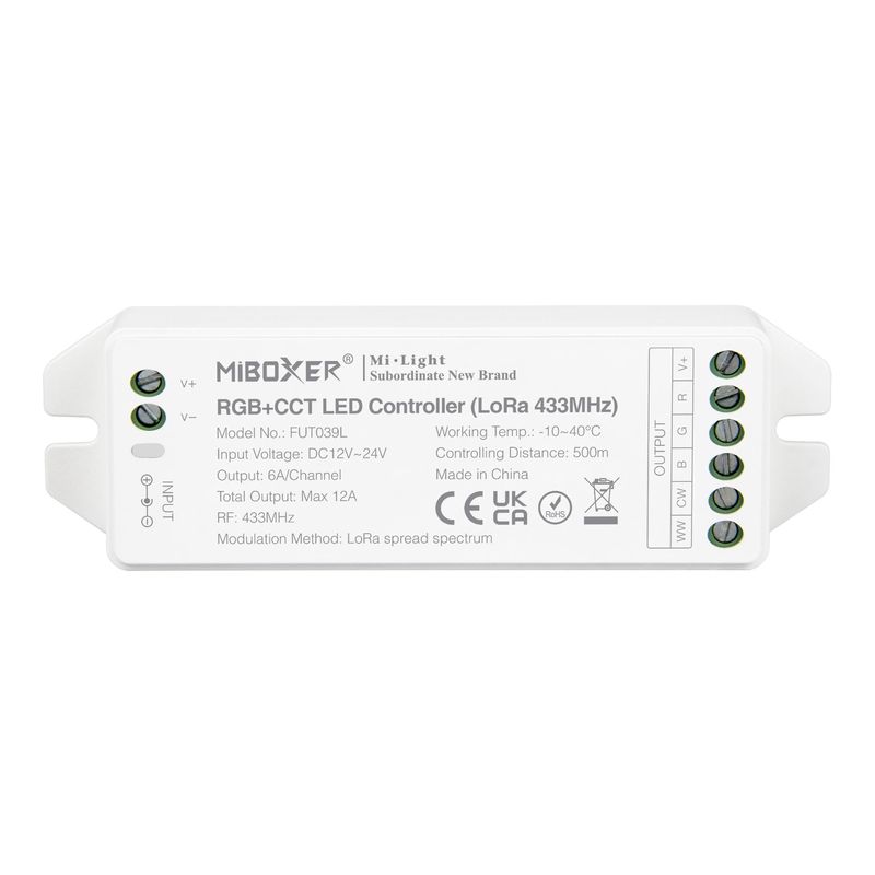 MIBOXER LORA 433MHz RGB-CCT LED szalag vezérlő 12-24VDC 12A