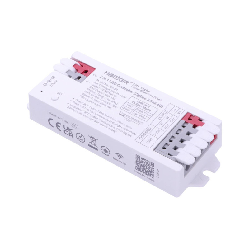 Miboxer 2in1 Univerzális LED szalag vezérlő Zigbee 3.0 12-24V 12A gyorscsatlakozóval