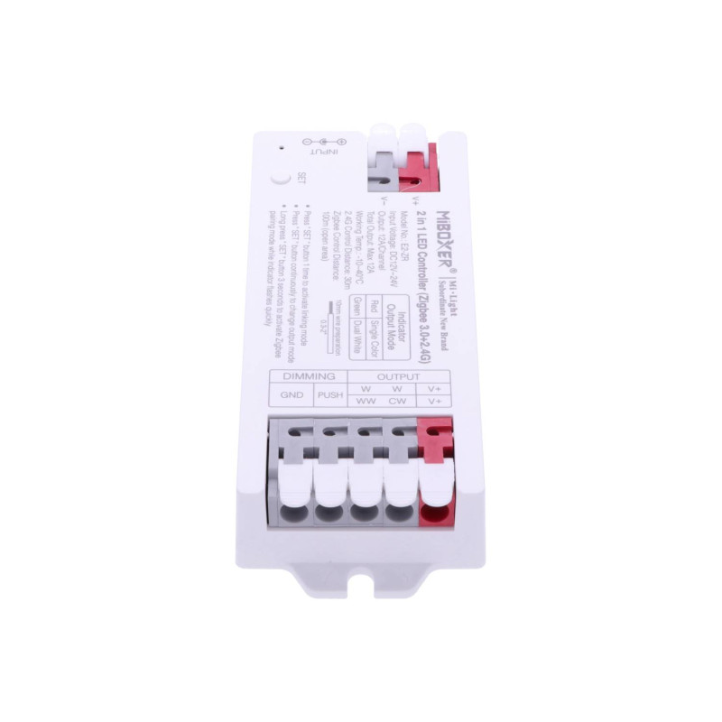 Miboxer 2in1 Univerzális LED szalag vezérlő Zigbee 3.0 12-24V 12A gyorscsatlakozóval