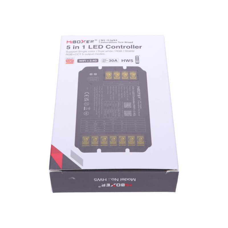 Miboxer HW5 WIFI TUYA Multifunkciós 5-in-1 LED szalag vezérlő 1440Watt 30A 12-48VDC