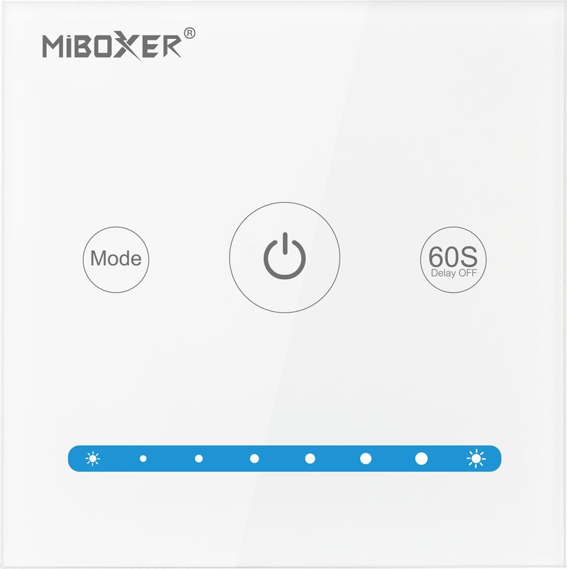 Miboxer vezetékes fali vezérlő panel fényerőszabályozáshoz egyszínű LED szalagokhoz