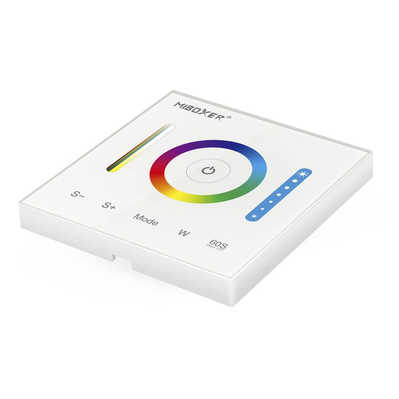 Miboxer vezetékes fali vezérlő panel RGB / RGBW / RGB-CCT színes és fehér LED szalagokhoz