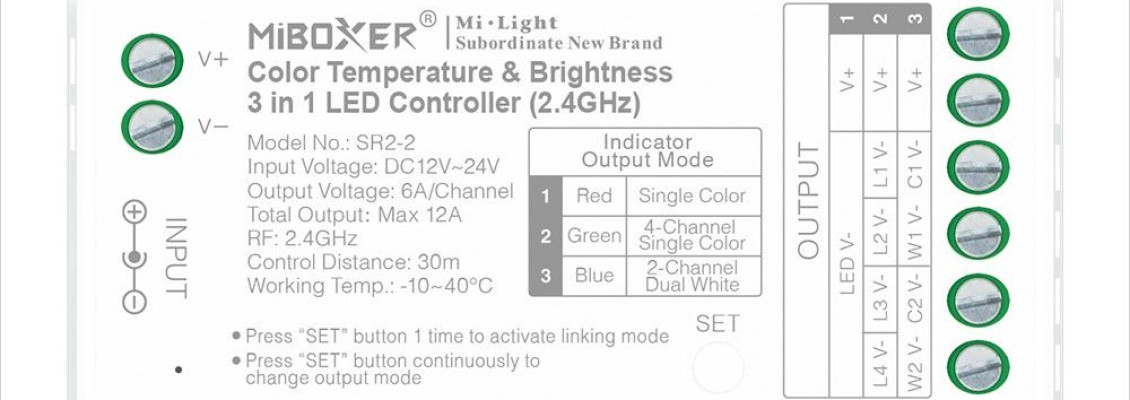 MIBOXER SR2-2 4 particiós LED szalag vezérlő