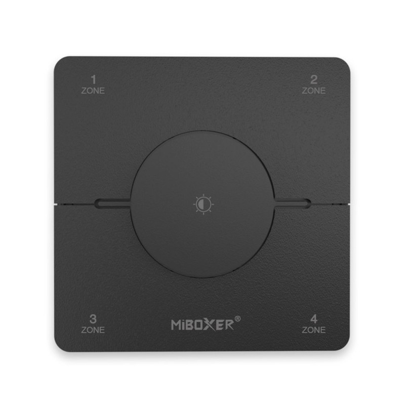 Miboxer LED fényerőszabályzó fali 4 zónás RF dimmer CCT és egyszínű szalagokhoz - Fekete