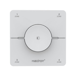 Miboxer LED fényerőszabályzó fali 4 zónás RF dimmer CCT és egyszínű szalagokhoz -Fehér