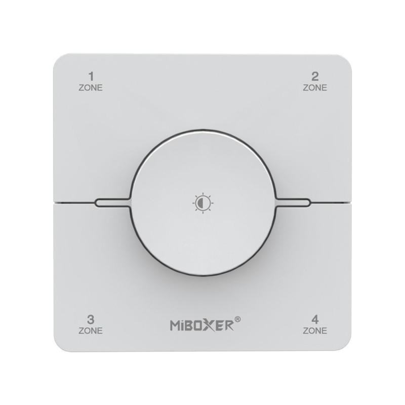 Miboxer LED fényerőszabályzó fali 4 zónás RF dimmer CCT és egyszínű szalagokhoz -Fehér