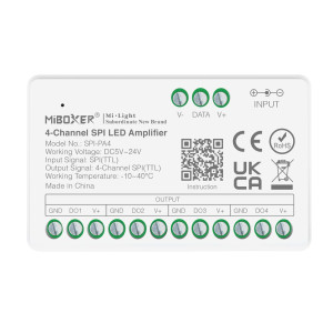 Miboxer 4 zónás SPI és DMX futófény LED szalag jelerősítő 5-24VDC