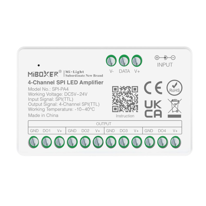 Miboxer 4 zónás SPI és DMX futófény LED szalag jelerősítő 5-24VDC