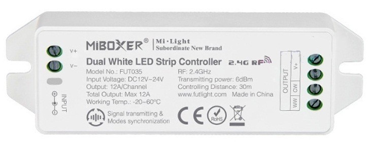CCT (WW/CW) LED szalag színhőmérséklet vezérlő kétszínű szalagokhoz