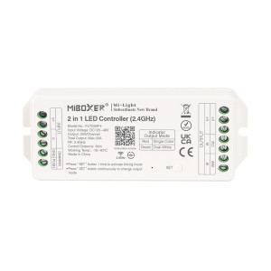 Miboxer 2in1 (EGYSZÍNŰ/CCT) nagyteljesítményű univerzális LED szalag vezérlő 12-24V 20A