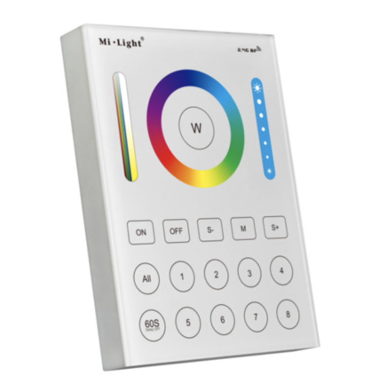Miboxer fali érintős 8 csatornás távvezérlő panel fehér és színes szalagokhoz fényforrásokhoz