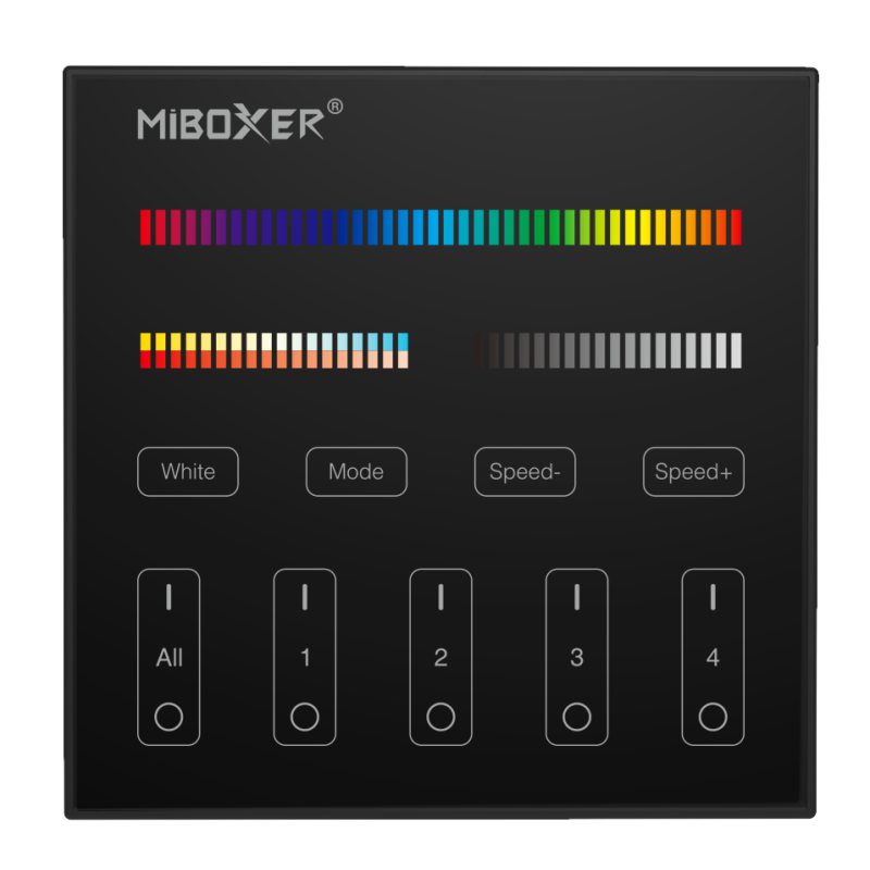 Mi-Light RGB-CCT LED 4 csatornás fali távirányító Fekete