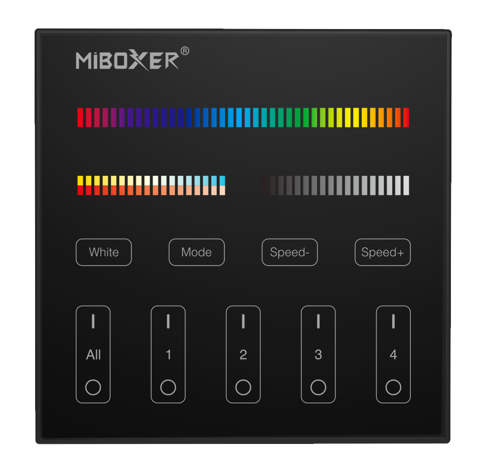 Mi-Light RGB-CCT LED 4 csatornás fali távirányító Fekete