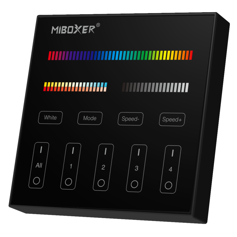 Mi-Light RGB-CCT LED 4 csatornás fali távirányító Fekete