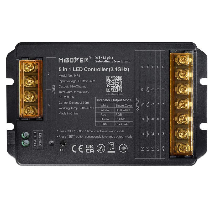 Miboxer HR5 Multifunkciós (5in1) LED szalag vezérlő max.1440Watt 30A 12-48VDC