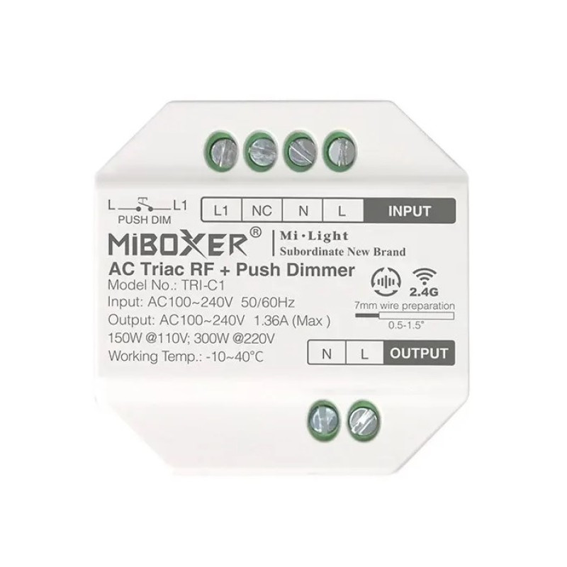 Miboxer AC Triac Rádiós és Nyomógombos Fényerőszabályozó