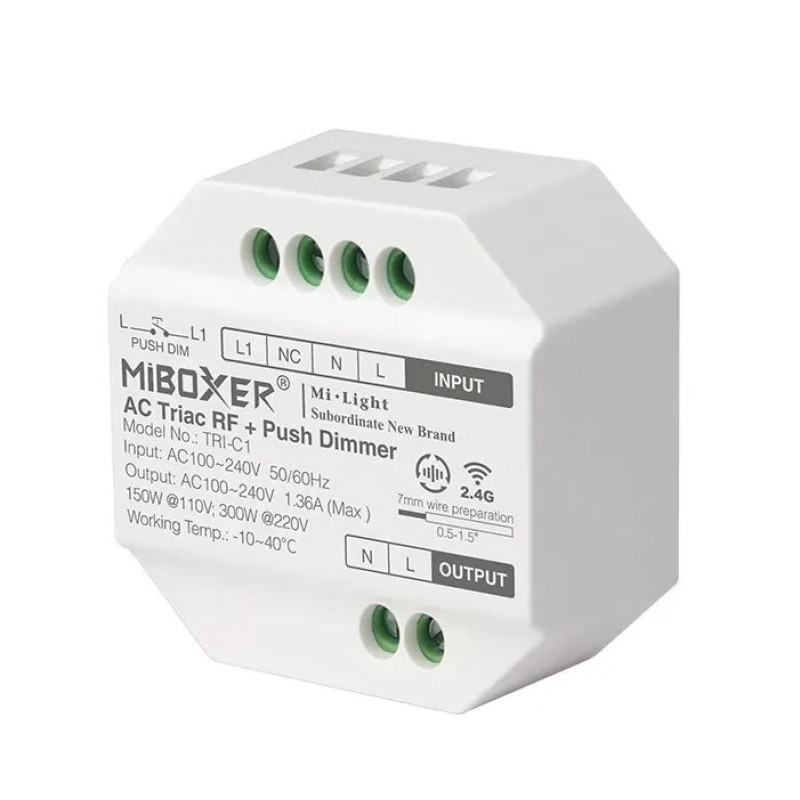 Miboxer AC Triac Rádiós és Nyomógombos Fényerőszabályozó