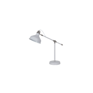 Modern karos asztali lámpa, fehér-króm, fém búra, E27, JOHN lámpacsalád