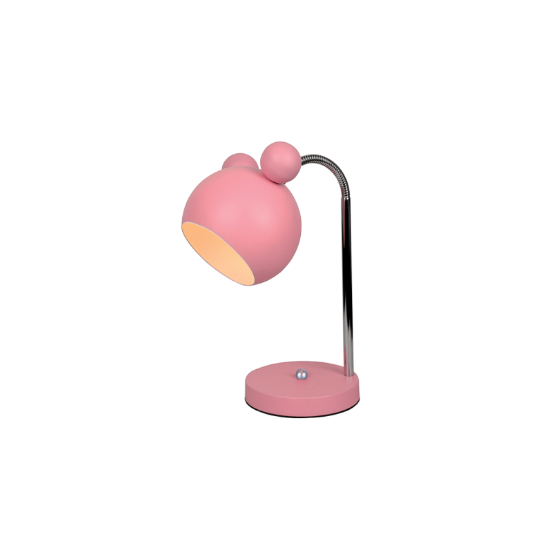 Mickey Egér formájú asztali gyereklámpa E27, rózsaszín bura, flexibilis kar, MICKEY lámpacsalád