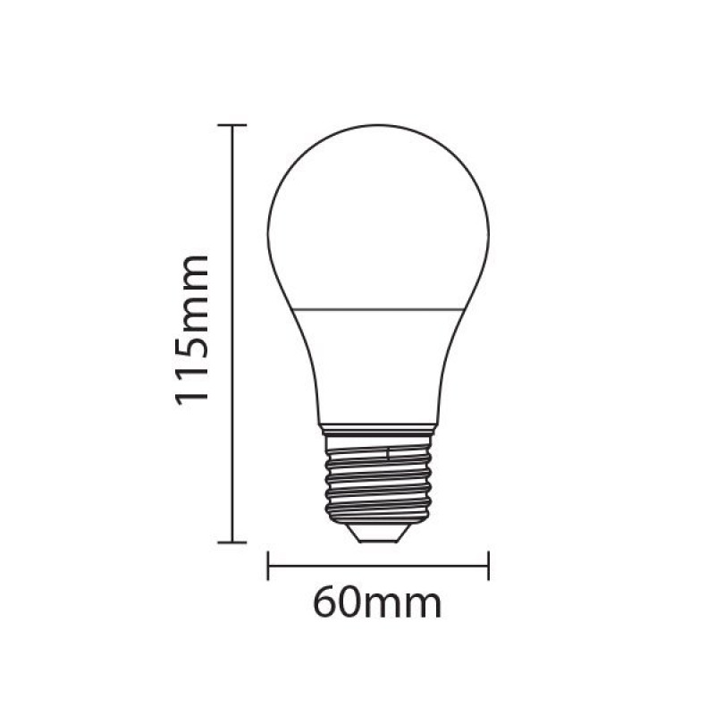LED égő, A60, E27, 10W, 806LM, 2800K, 5év garancia