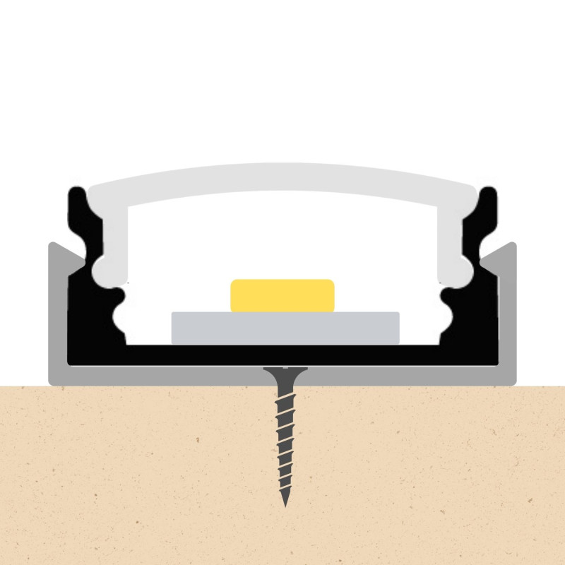 U alakú LED szalag profil SF1GR SZŰRKE színű eloxált víztiszta fedővel