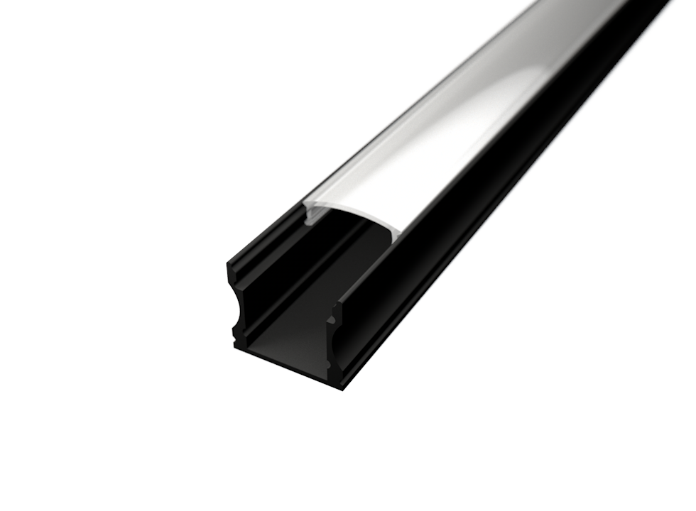 Aluminium LED profil SF2 fekete színű eloxált opál fedővel